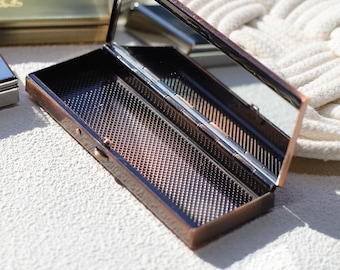 Slim Rectangular Compact Mirror – Portable Metal Makeup Mirror – 3 Stylish Colors Available- Elegant Compact for Cigarettes & Trinkets