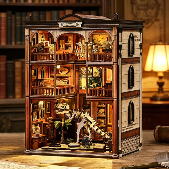 Fossil Museum DIY Book Nook Kit, Gift for Book Lovers