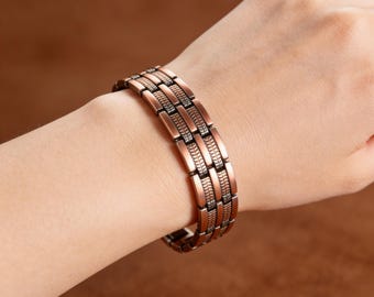 Magnetische armband van koperlegering, vergulde schakelarmband voor heren, dames, mode-sieraden cadeau