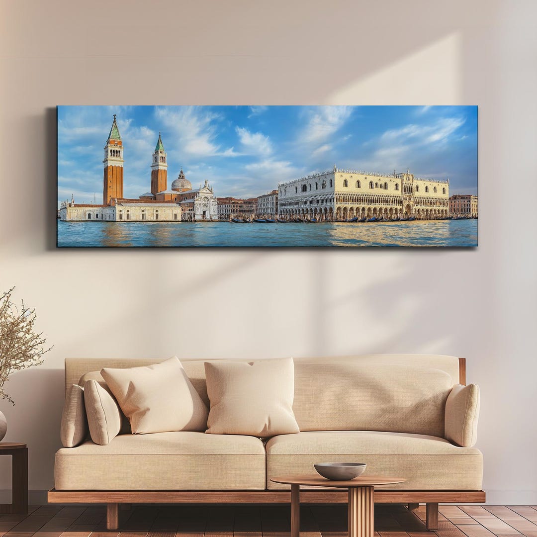 Venice Doges Palace Italy Wall Art, Panoramic Canvas Landscape