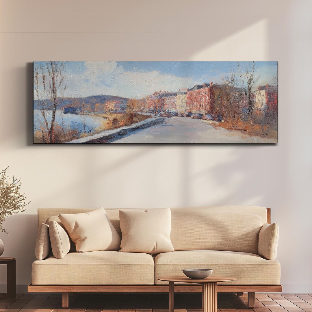 Manchester New Hampshire Wall Art, Panoramic Canvas Landscape