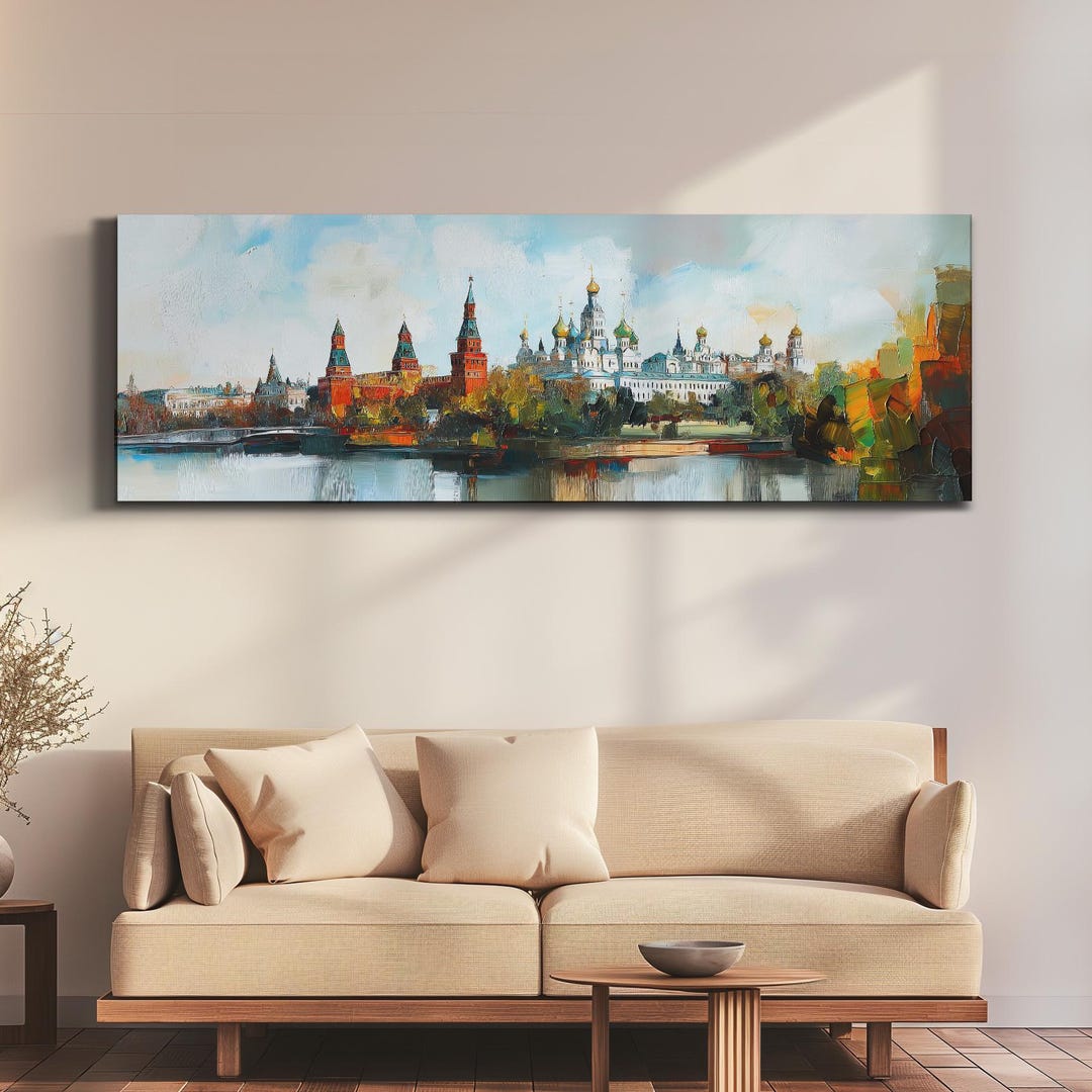 Moscow Kremlin Russia Wall Art, Panoramic Canvas Landscape, Horizontal
