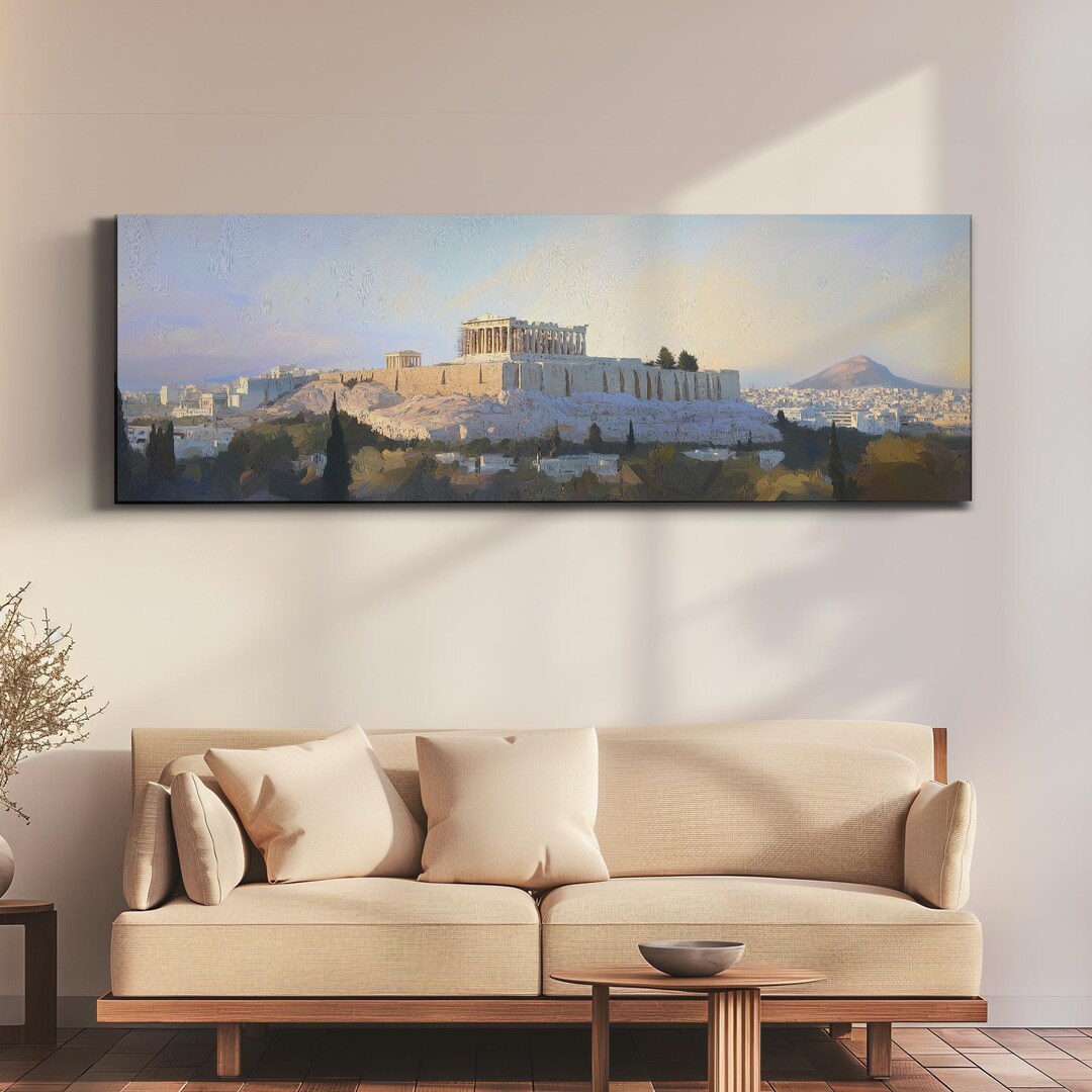 Athens Acropolis Greece Wall Art, Panoramic Canvas Landscape