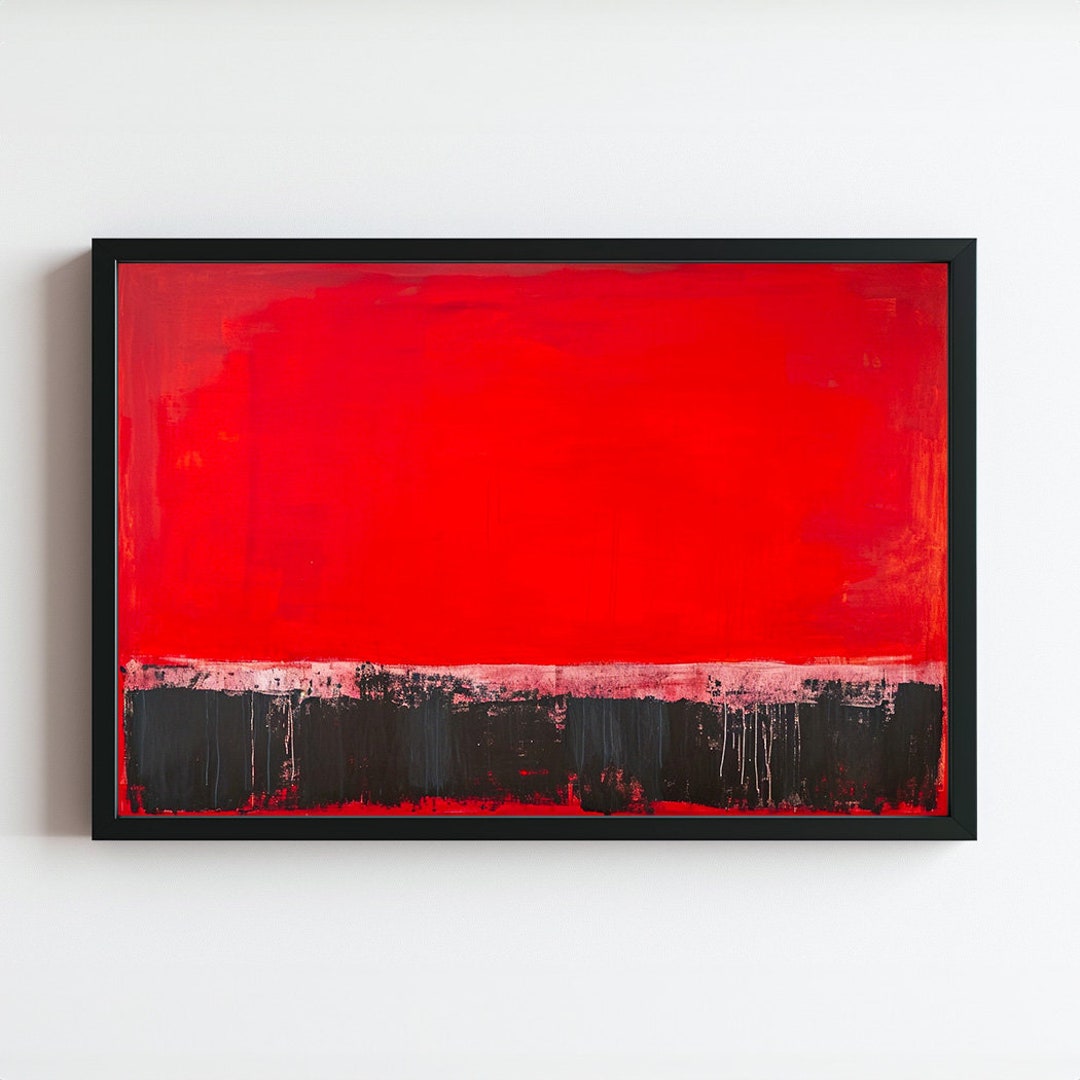 Red Black Abstract Art Print, Rothko Style, Framed Bold Shape Wall