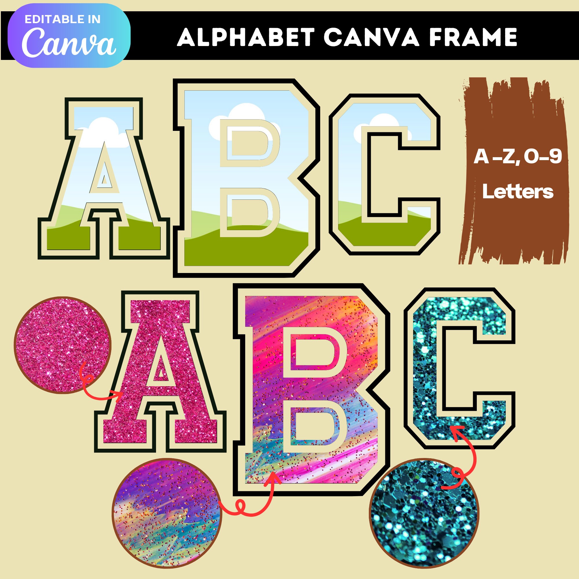 Alphabet Canva Frame Editable Canva Frame Digital Letters Editable Alphabet Canva Frame Editable Canva Frame Digital Letters Editable