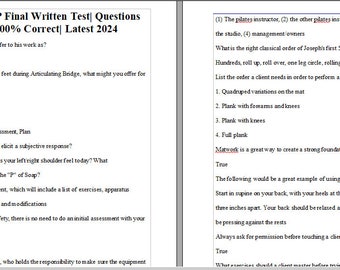 Club Pilates CP Final Written Test| Questions and Answers, 100% Correct| Latest 2024