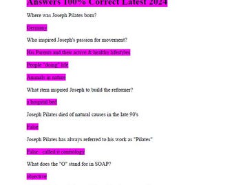 Club Pilates ALL Quiz Questions and Answers 100% Correct Latest 2024