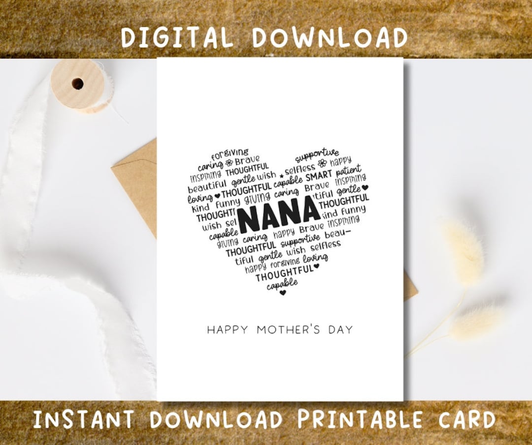 Printable Mother's Day Card, Grandma, Nana, Happy Mother's Day Card ...