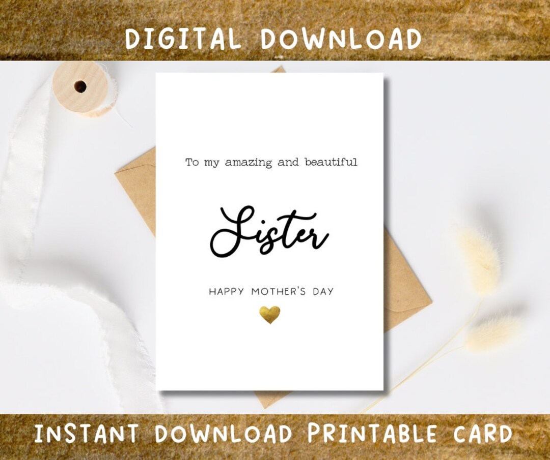 Printable Mother's Day Card, Sister, Happy Mother's Day Card, Mothers ...