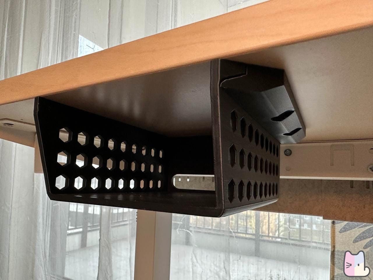 Universal mount for mini PC SSD HDD Shelf Drawer style Under Desk Storage Shelf Tray Basket Customizable size