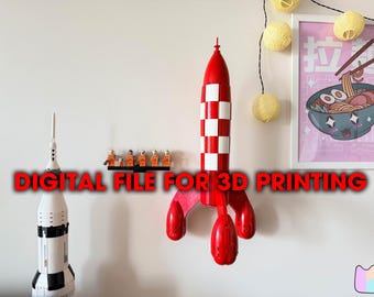 Plik cyfrowy STL do druku 3D Uchwyt ścienny do rakiety księżycowej Lego 21367 Tintin