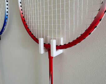 Wall mount 2pcs for badminton racquets on double-sided tape