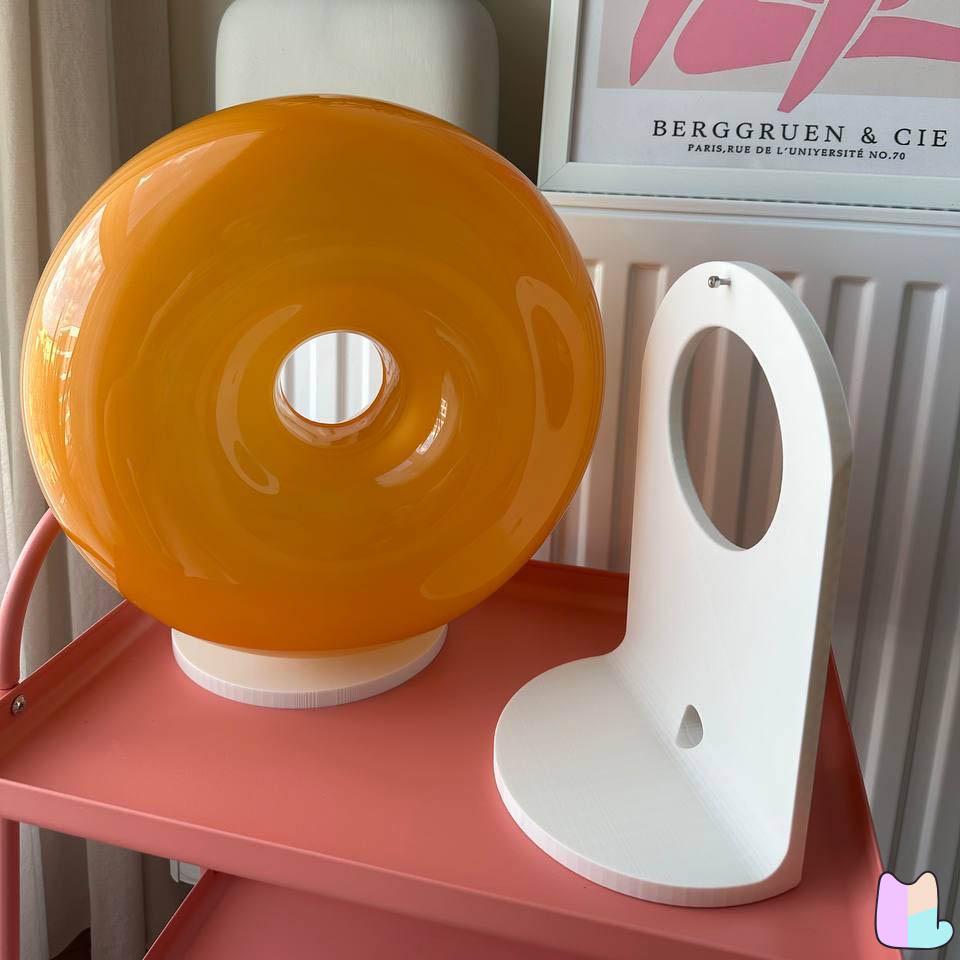 IKEA VARMBLIXT LEDテーブルウォールランプ用スタンド、オレンジガラス