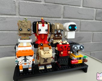 Stojak ekspozycyjny z półką i podium do kolekcji LEGO BrickHeadz – stylowy i oszczędzający miejsce organizer, możliwość personalizacji rozmiaru