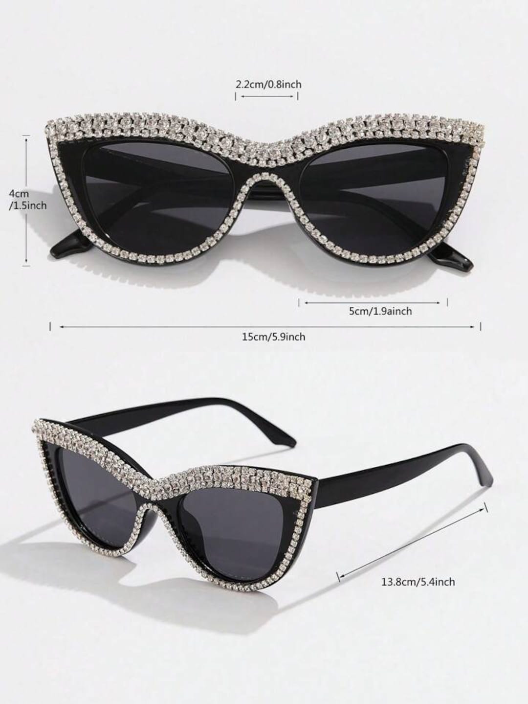 Cat Eye Reading Sunglasses for Women Bling Rhinestones Crystal Frame