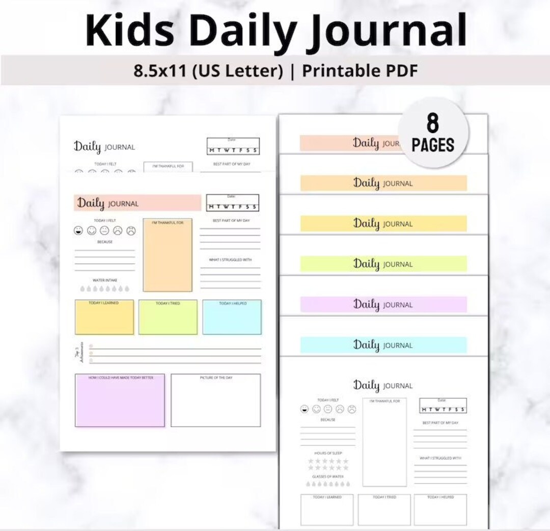 Kids Daily Journal Printable Kids Journal DIY Journal Pages Diary for ...