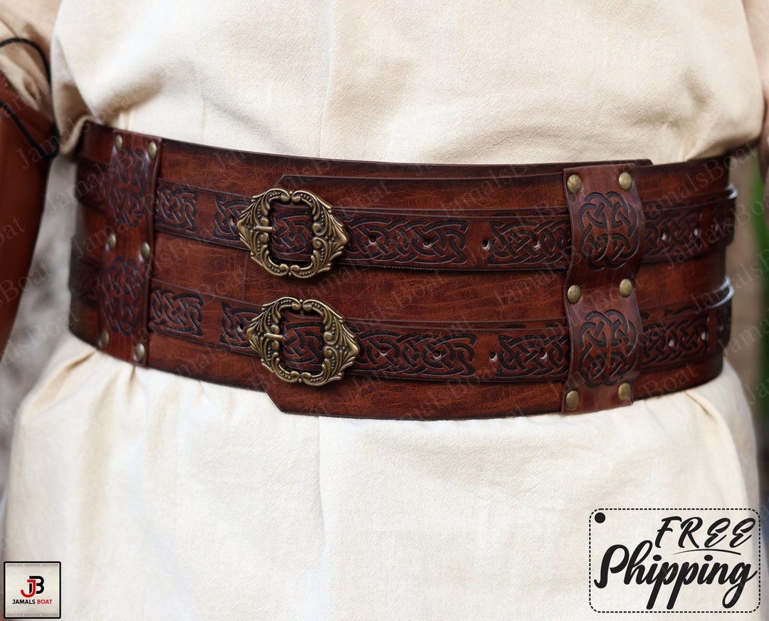 Medieval Viking Leather Belt, Renaissance Wide Waist Belt, Ren Faire ...