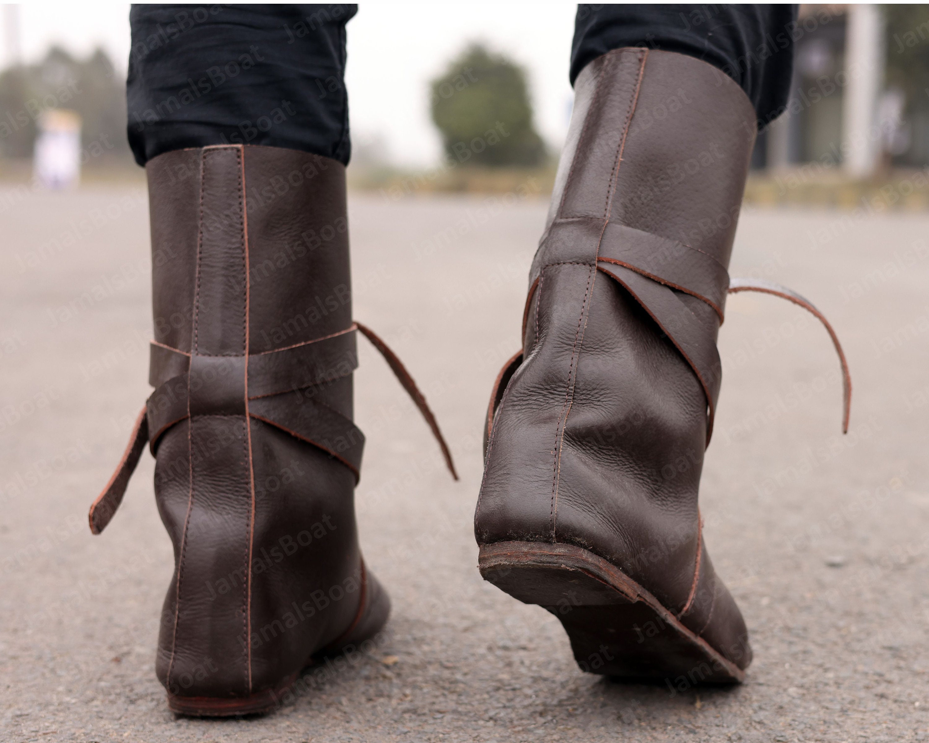 Viking Steampunk Larp Boots, Ren Faire Goth Leather Boots, Renaissance Aesthetic Unique Shoes