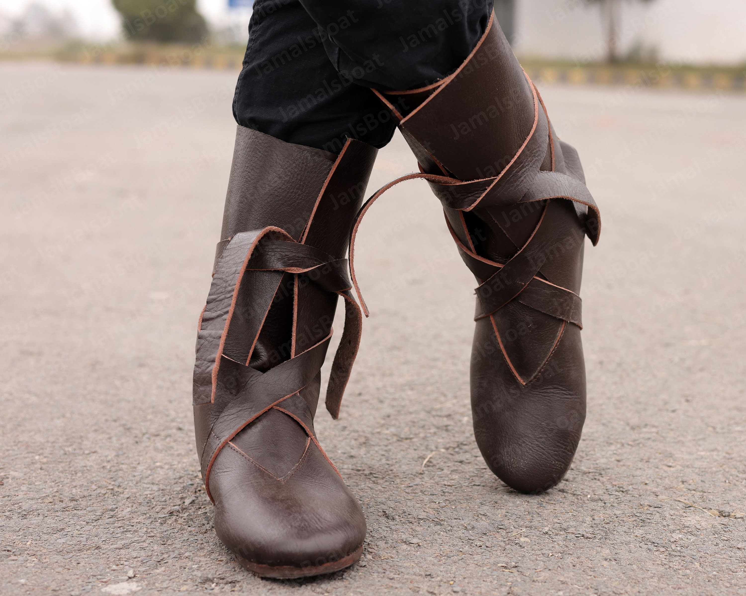 Viking Steampunk Larp Boots, Ren Faire Goth Leather Boots, Renaissance Aesthetic Unique Shoes