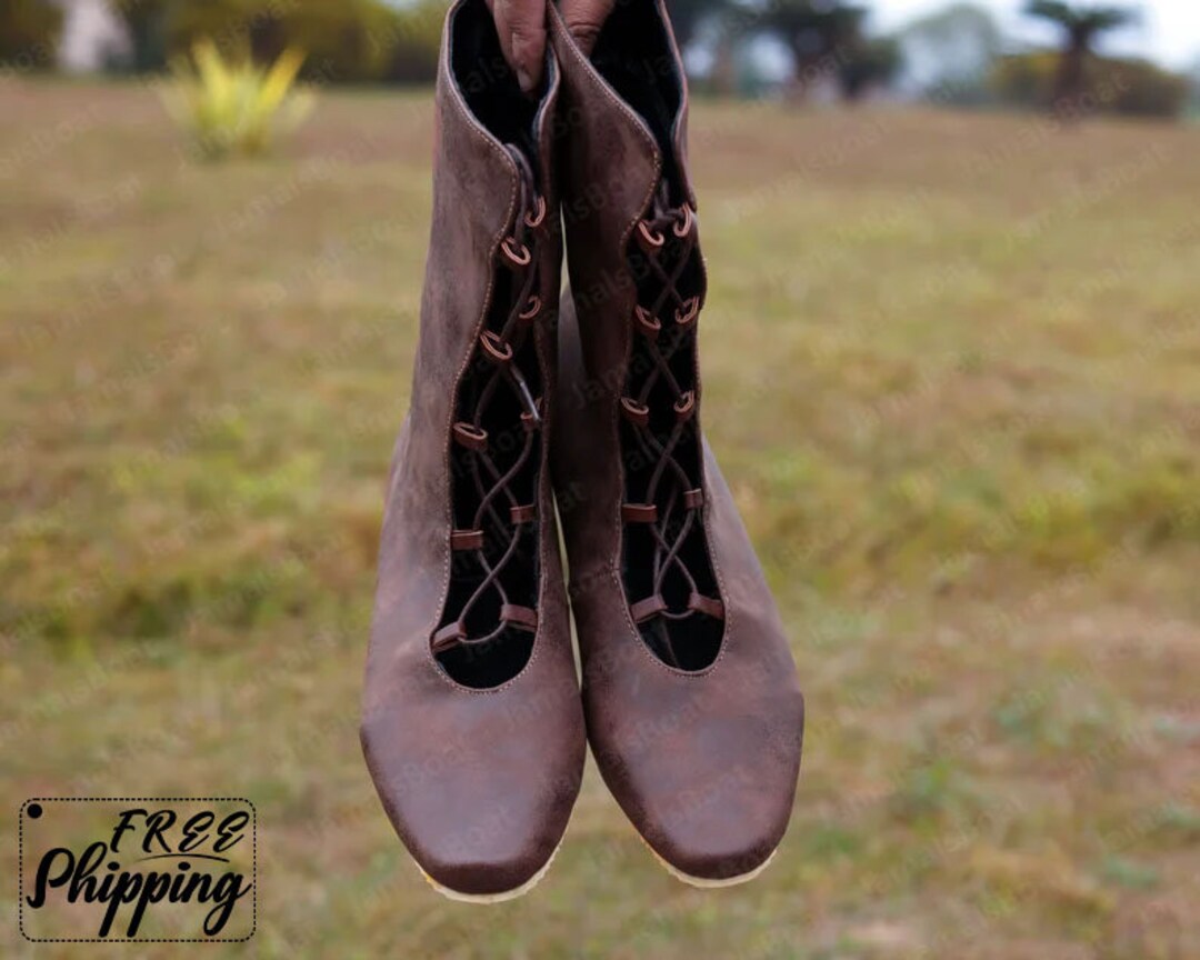 Viking Medieval Larp Boots, Renaissance Goth Leather Boots, Ren Faire Pirate Unique Boots