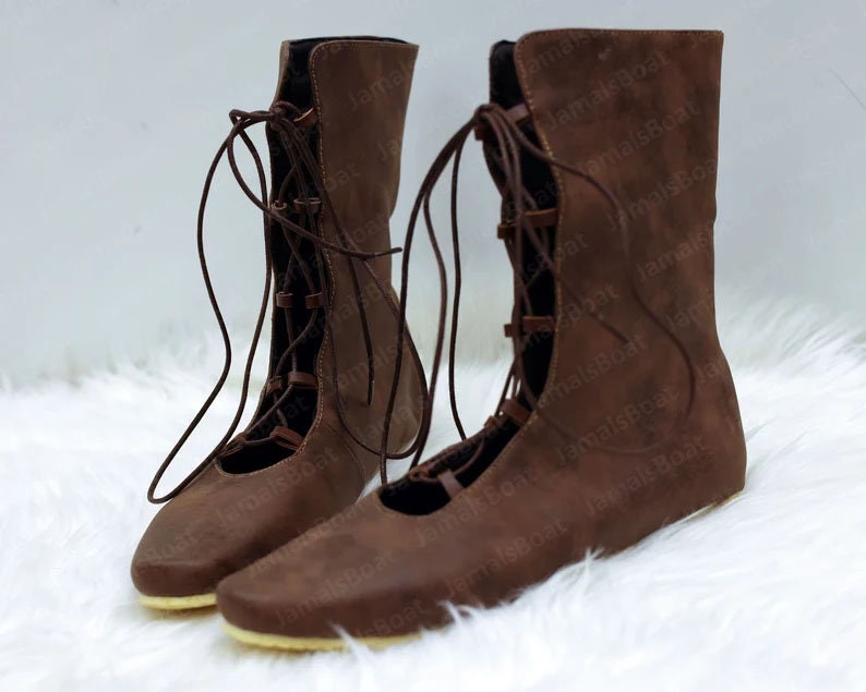 Viking Medieval Larp Boots, Renaissance Goth Leather Boots, Ren Faire Pirate Unique Boots