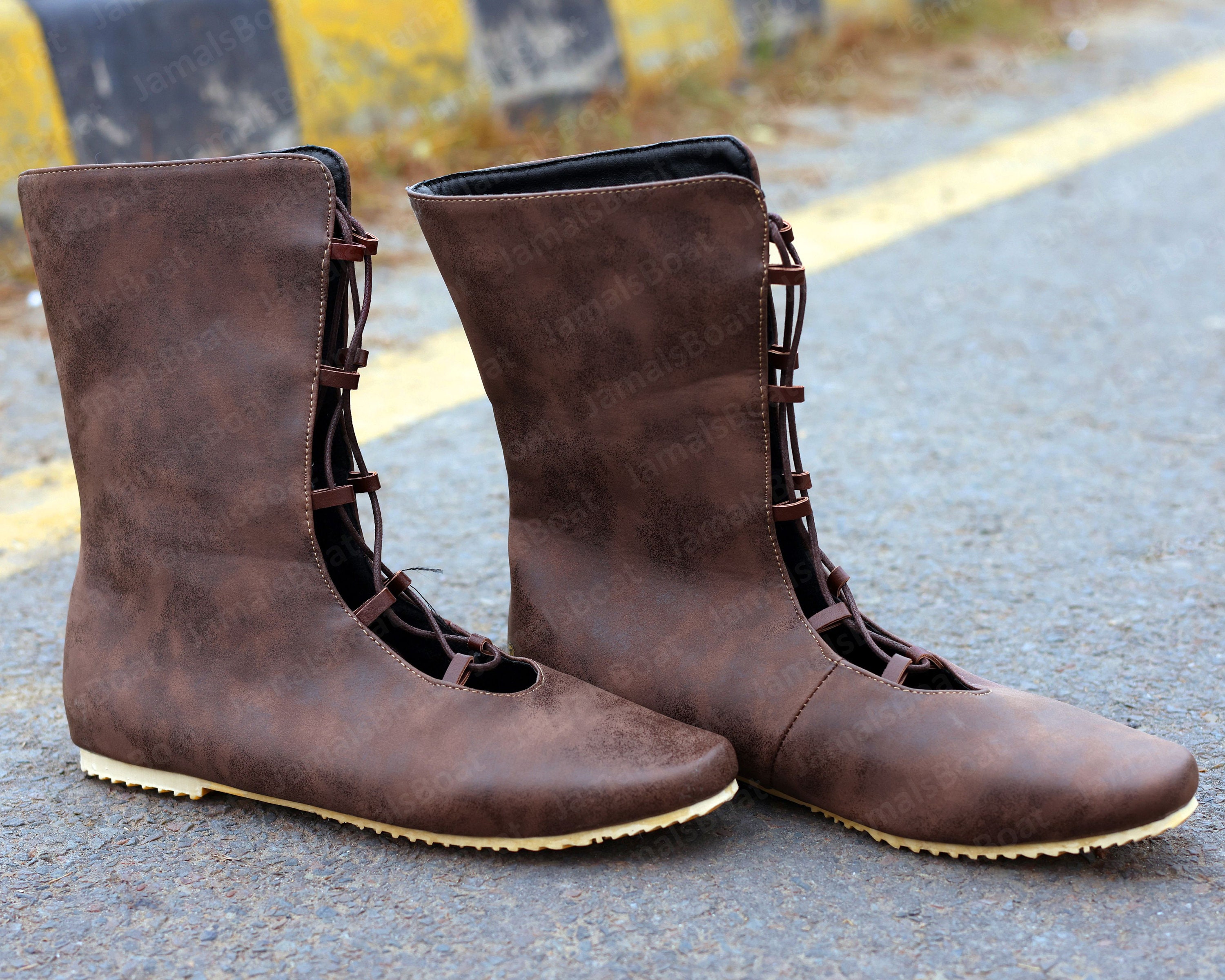 Viking Medieval Larp Boots, Renaissance Goth Leather Boots, Ren Faire Pirate Unique Boots