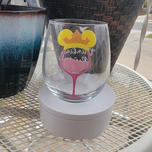 Drinking Beauty, Princess Inspired Wine Glass, 16 oz Stemless Wine Glass Cup