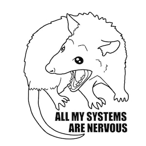Todos mis sistemas están nerviosos SVG PNG, zarigüeya svg png, divertido svg png, tendencia svg png
