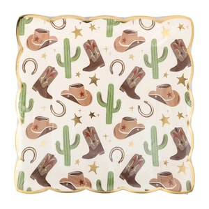 Cowboy Plates, 8 Plates/Pack, Western Theme Birthday Decorations, Horse Napkins, Cowboy Decor, First Rodeo Birthday Party, Cowboy Boots