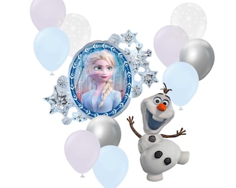 Frozen Balloon Bouquet, Elsa, Anna, Snowflake Balloons