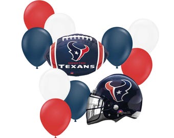 Officially Licensed Houston Texans Football Balloon Bouquet, Super Bowl Balloons Red and Blue