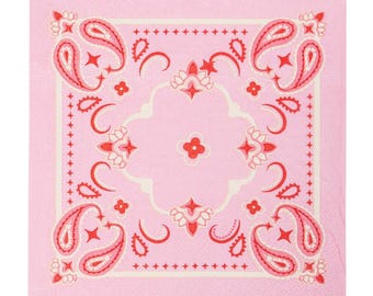 Servilletas de papel con diseño de pañuelo rosa, decoración para fiestas de vaqueras (paquete de 24)