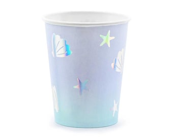 Seashell Party Cups, Pastel Mermaid Decorations, Under the Sea Birthday