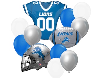 Detroit Lions Foil Balloon Bouquet, Football Party Decor