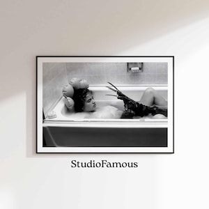 Elm Street Movie Poster, Bathtub Scene, Funny Bathroom Wall Art and Toilet Prints, Bathroom Wall Decor, Gift for Him