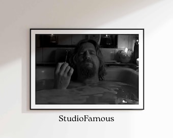 The Big Lebowski Movie Poster: Dude Bathtub Scene, Funny Bathroom Art