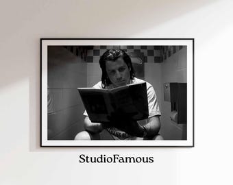 Pulp Fiction Movie Poster: Vincent Vega Toilet Scene, Funny Bathroom Art
