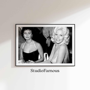 Jayne Mansfield-Sophia Loren Photo Poster, Funny Bathroom Wall Art and Toilet Prints, Bathroom Wall Decor, Gift for Him