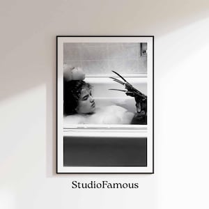 Elm Street Movie Poster, Bathtub Scene, Funny Bathroom Wall Art and Toilet Prints, Bathroom Wall Decor, Gift for Him