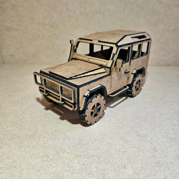 Lser cut Land Rover 3d model puzzle laser cut file with assembly instructions
