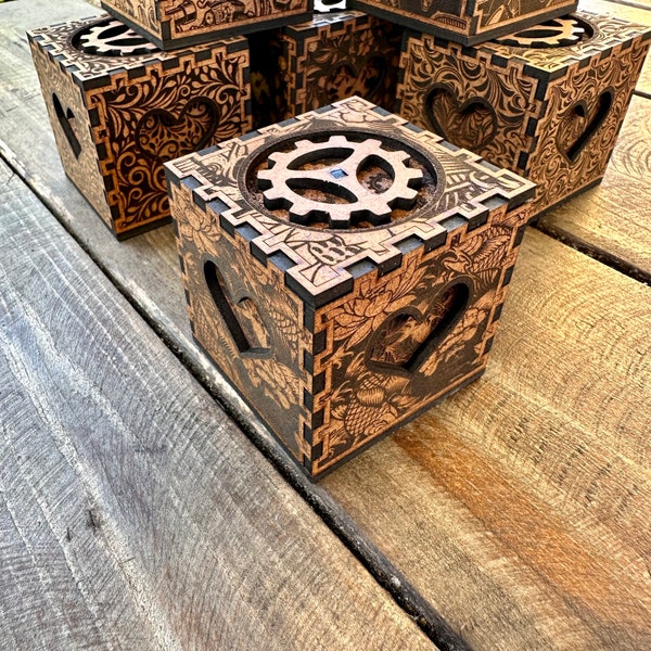 Laser cut Ring Jewelry Box laser cut file in six deferent designs in 3mm and 1/8 inch material