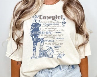 カウガール定義Tシャツ - エンパワーメントウエスタングラフィックTシャツ - ユニセックスパイオニアスピリットシャツ - 強い女性へのギフト
