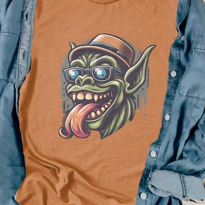 Funny Monster Face T Shirt, Sweatshirt, Cartoon Goblin Graphic Tee, Unique Gift for Men Women, Cool Nerdy Apparel, Quirky Art Design