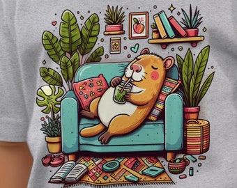 Hamster Drinking Juice Kids T-Shirt, Animal Lover Summer Tee