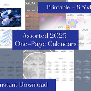 10種類のダウンロード可能な2025年カレンダーPNG | インスタントダウンロードカレンダー | 年間カレンダー-jpg | Calendarpdf | ダウンロード可能な年間カレンダー