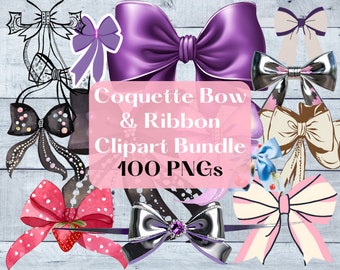Bow Clipart Collection: 100 PNG Files (Instant Download)