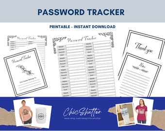 Printable Password Tracker: Minimalist Account Organizer (PDF)