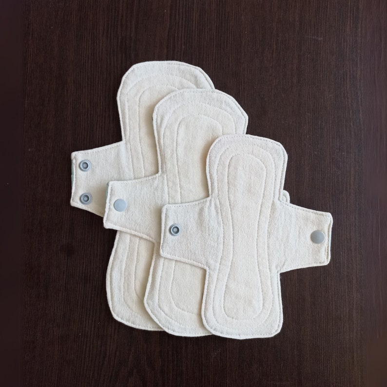 3 Pack Reusable Cloth Pads, Organic Flannel Cotton Cloth Pads, Starter Pack, Leakproof Pads, Eco
