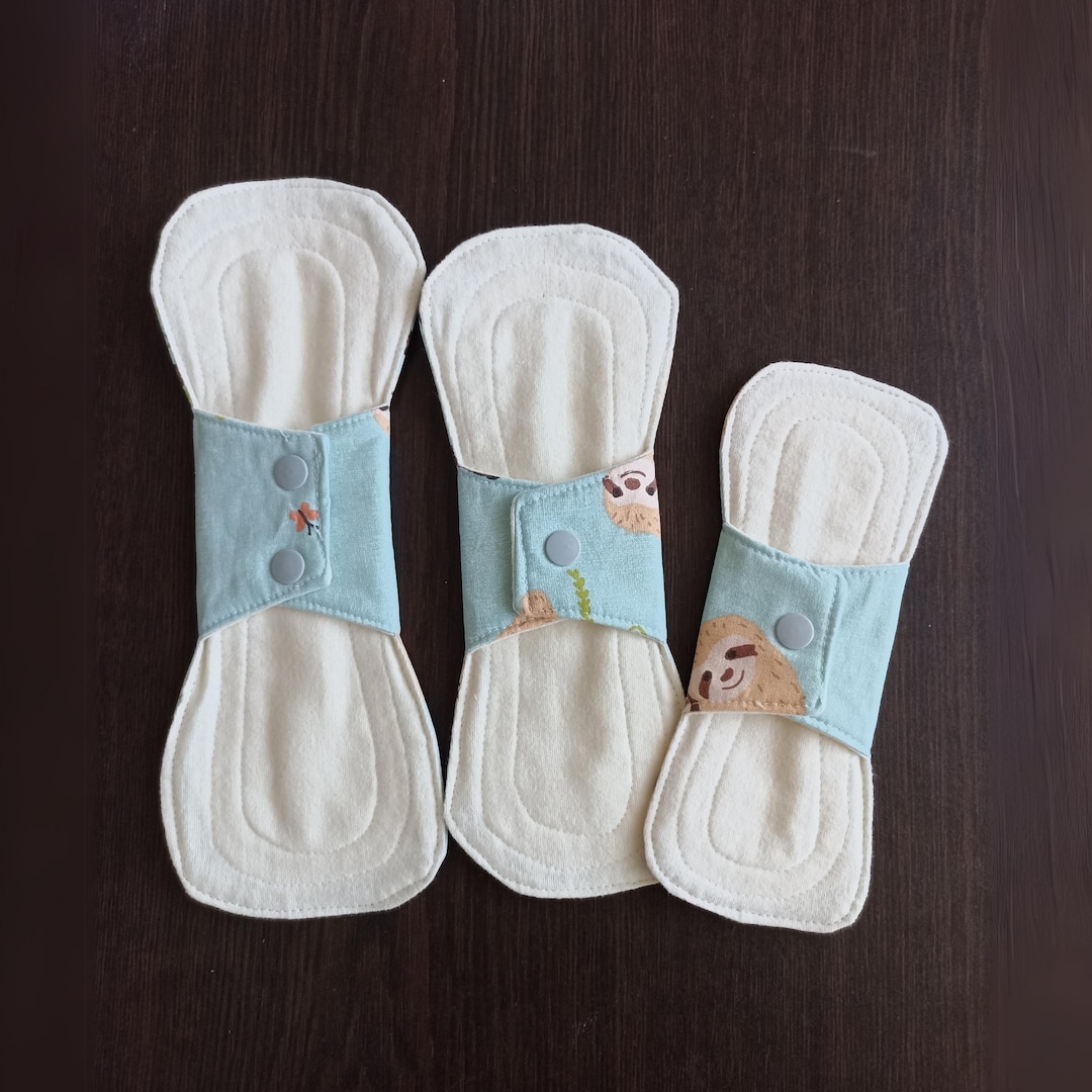 3 Pack Reusable Cloth Pads, Organic Flannel Cotton Cloth Pads, Starter ...