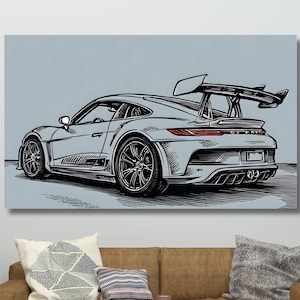 Porsche 911 Poster Porsche GT3 Canvas Print Porsche Wall Art Sport Car Print Porsche Canvas Wall Art Porsche 911 GT3 Prints porsche gift